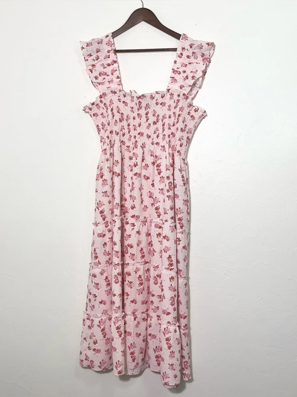 Hill House Home Ellie Nap Dress Pink Floral Smocked Tiered Midi XXL